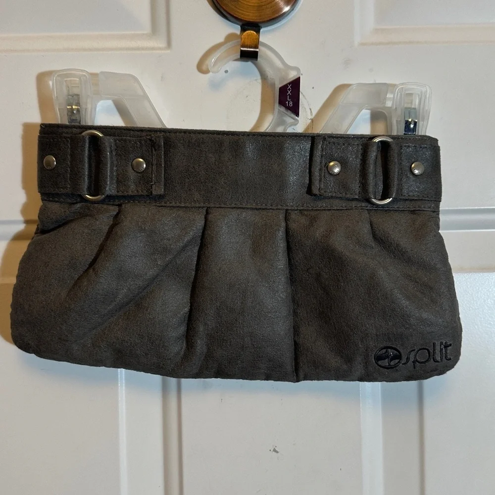 Split Charcoal Wristlet Clutch